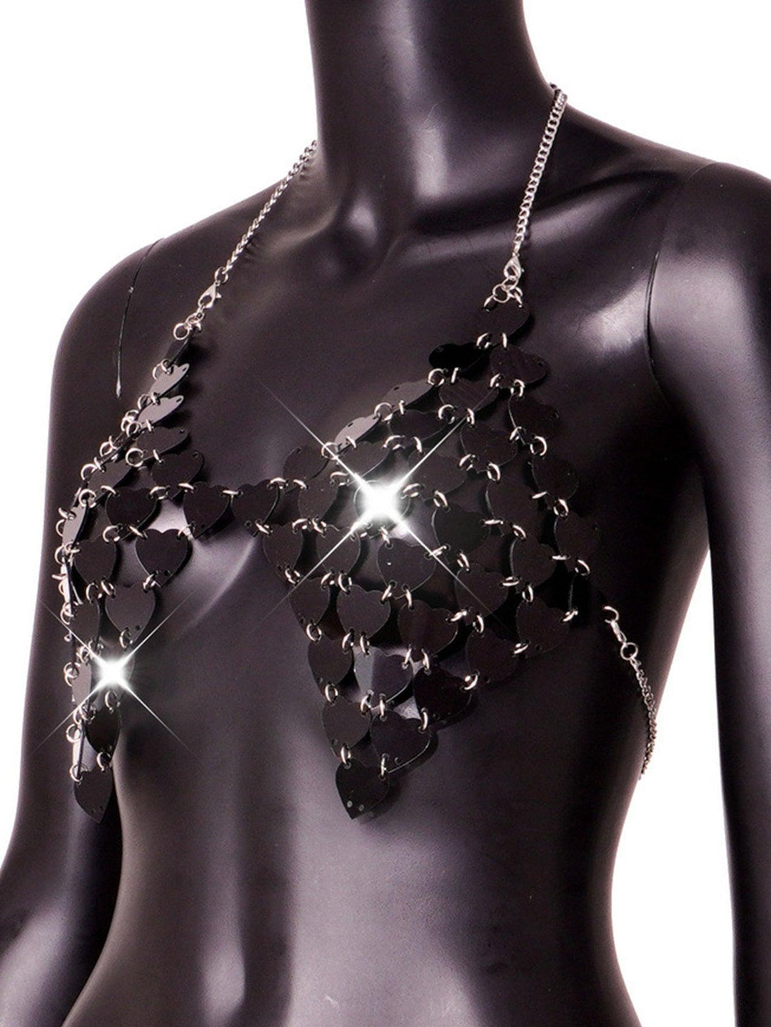 Crop Top Metal Hearts (40078) - BLACK - Miss Panda