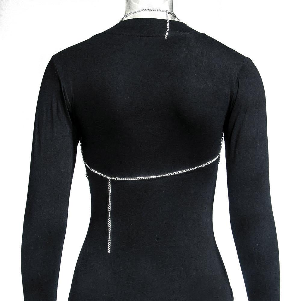 Crop Top Metal Shiny (40079) - BLACK - Miss Panda