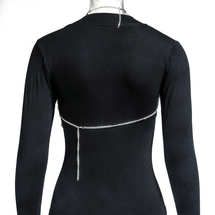 Crop Top Metal Shiny (40079) - BLACK - Miss Panda