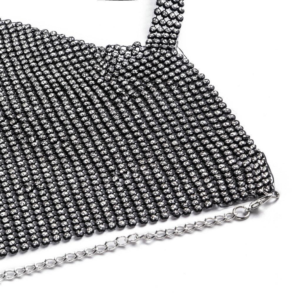 Crop Top Metal Shiny (40079) - BLACK - Miss Panda