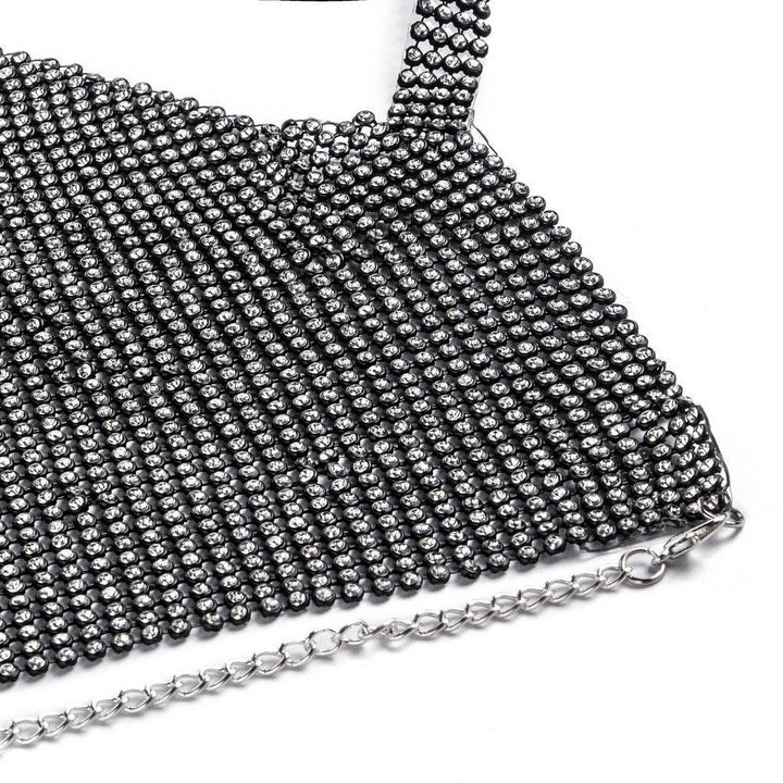 Crop Top Metal Shiny (40079) - BLACK - Miss Panda