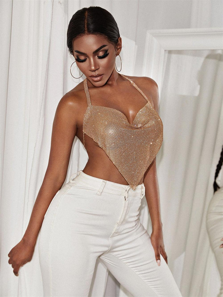 Crop Top Metal Shiny (40079) - GOLD - Miss Panda