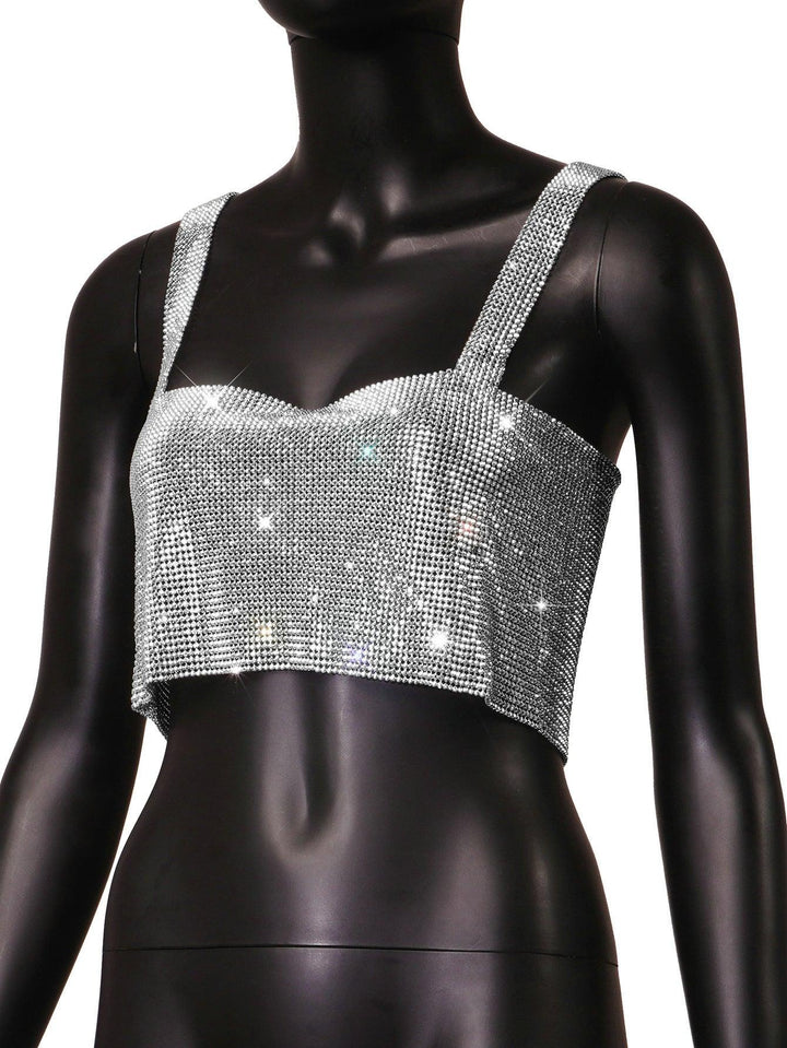 Crop Top Metal Shiny (40080) - SILVER - Miss Panda