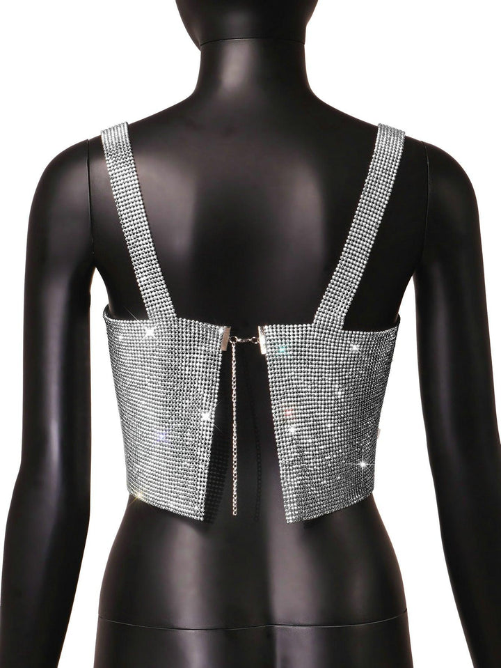 Crop Top Metal Shiny (40080) - SILVER - Miss Panda