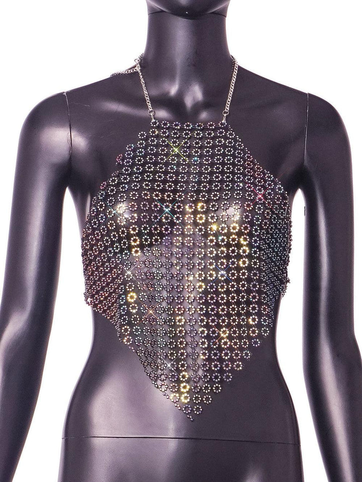 Crop Top Metal Shiny (40084) - BLACK - Miss Panda