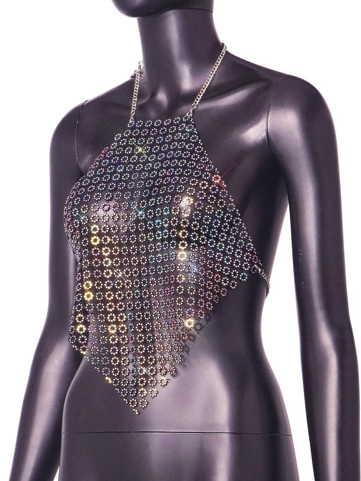 Crop Top Metal Shiny (40084) - BLACK - Miss Panda