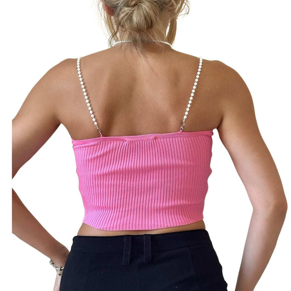 Γυναικείο Crop Top Ριπ (40040) - PINK - Miss Panda
